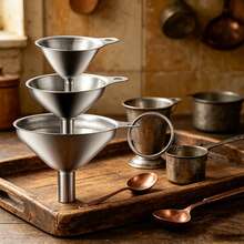 Stainless Steel Funnel Set, Multi-Function Liquid Dispenser, Mini Kitchen Oil Pourer, Suitable For Essential Oils, Liquids, Powders, Spices (Comes With Ring For Easy Hanging Storage) - View 10