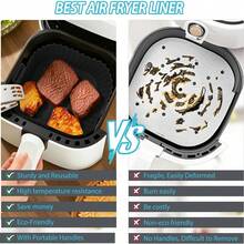 Air Fryer Silicone Liners Rectangle - Low Profile Design For Better Airflow - Reusable Air Fryer Pot Replacement Of Parchment Paper, Non-Stick Heat Resistant Tray For 4-6Qt Air Fryer, 8.27x7.48in, Black - Black - View 4