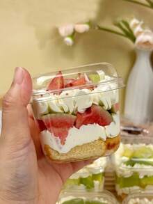 1-100pcs Square Transparent Mousse Cups Candy Boxes, Dessert Fruit Pudding Jelly Ice Cream Baking Containers, Suitable For Birthday Wedding Holiday Party, Party Supplies, Event Catering, Square Containers, Modern Tableware, Lightweight Cups, Cake Containers - Multicolor - View 3