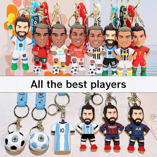 FIFA Football Star Keychain, Multiple Team Jersey Styles, Fans Collection Hanging Decor, Fans Cheering Gift, Fashionable Accessory To Personalize And Collect