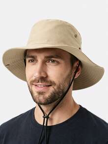 1pc Women's Solid Color Sun Hat, Wide Brim UV Protection Foldable Bucket Hat For Hiking, Fishing, Daily Use,Summer,Beach - Black - View 8