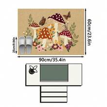 1 pezzo Tappeto/Tappetino da bagno/Zerbino, Stile pastorale di lusso europeo e americano - Motivo colorato di funghi, fiori e farfalle, adatto per ingresso, bagno, cucina, corridoio, comodino, soggiorno, camera da letto, tappeto morbido lavabile in lavatrice, decorazione domestica estetica - P - Visualizzare 8