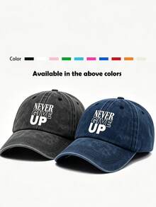 1 pieza Gorra de béisbol con estampado de letra vintage desgastada de unicolor, sombrero de sol curvo casual, gorra de papá, adecuado para uso diario, playa, viaje - A - Ver 1