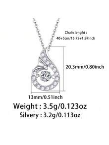 Mặt dây chuyền hình giọt nước thanh lịch và sang trọng, với viên đá zirconia tổng hợp có thể di chuyển, được làm từ chất liệu bạc 925 ít gây dị ứng, phù hợp để đeo hàng ngày, dự tiệc, du lịch, hẹn hò, lễ hội, và cũng là một món quà tuyệt vời. - Bạc - Xem 2