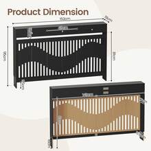 Jooli H Radiator Cover With Drawers, Black Wooden Radiator Shelf Pipe Covers Cabinet With Wavy Grill For Living Room Bedroom Hallway - 黑色 - 查看 4