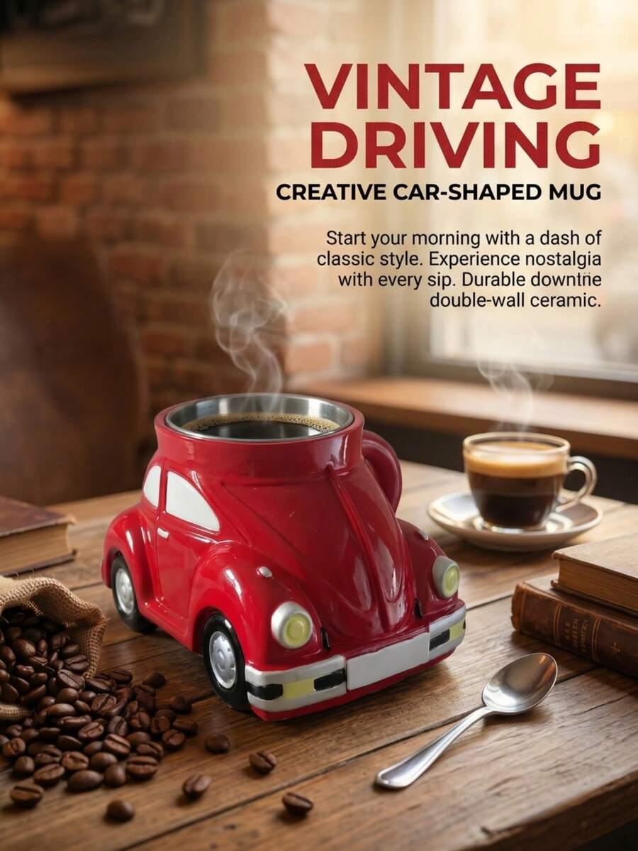 1pc Unique Custom Beetle Shaped Coffee Mug/Water Cup, Suitable For Office, Gifts, Home Use, Perfect Christmas Gift