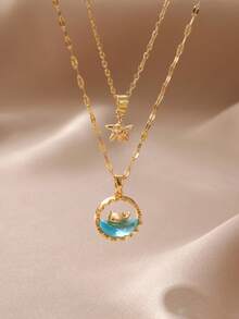 2 piezas Collares colgantes de ballena azul de verano fresco, versátiles y de moda, unisex, adecuados para uso diario u ocasiones especiales - Multicolor - Ver 1