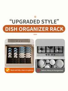 Rejilla ajustable para secar platos, adecuada para cajones de gabinete, estante de almacenamiento de utensilios de cocina, aplicable a encimeras y cajones de cocina - Ver 4