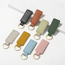 5件套PU皮革钥匙扣，时尚简约方形皮革钥匙链，男女通用皮革吊坠 - 彩色 - 查看 2