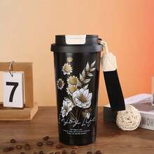 1pc 17.6oz (500ml) Coffee Travel Mug With Straw And Dual-Purpose Flip Lid, Double-Wall Vacuum Insulated Coffee Cup, Leak-Proof Thermal Tumbler, 316 Stainless Steel & Ceramic Lining, Non-Slip Handle, Heat-Resistant, Unisex, Suitable For Office, Home, School, Driving, Camping And More - Multicolor - View 13