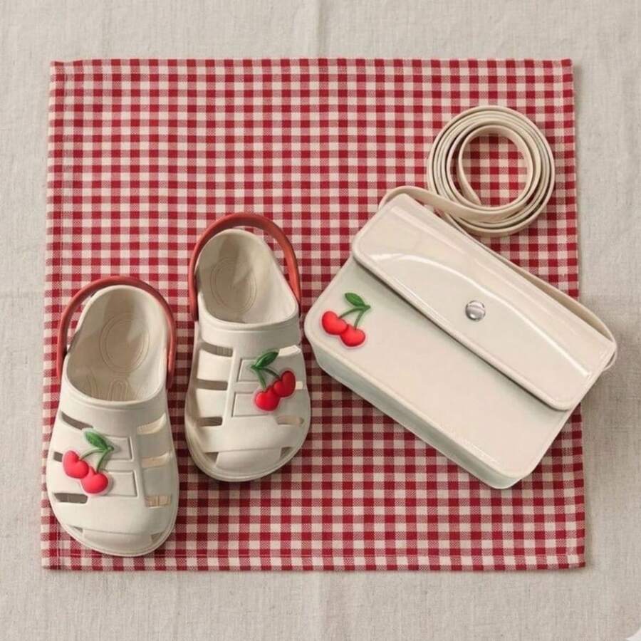 Cherry-Themed Sandal And Bag Set For Girls, Little Cherry Fashion. - Off-white Cherry - View 1