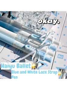 Bút bi rút kiểu dáng ballet ven biển, kèm ruy băng cùng màu, ruột mực đen 0.5mm, thích hợp viết trên nhiều loại sách. - Nhiều màu - Xem 4