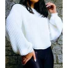 Women's Knitted Sweater - White - View 2