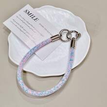 1pc Advanced Grid Colored Sparkling Diamond Bracelet Phone Case Pendant Bag Japanese And Korean Keychain Short Hanging Rope Diagonal Cross Rope - Multicolor - View 6