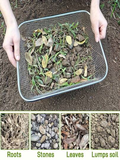 Tamiz de suelo de acero inoxidable | Tamaño estándar de herramienta de jardín | Adecuado para tamizar suelo, filtrar mezcla de sustrato para suculentas y acuarios, aplicable para plantación en el patio trasero, jardinería de patio, trabajo agrícola al aire libre, mantenimiento de plantas en macetas, proyectos de bricolaje de jardín, plantación en el hogar, accesorio de jardinería versátil para satisfacer las necesidades diarias de plantación en interiores y exteriores