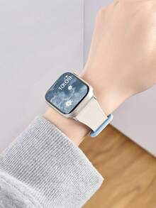 1条男女通用荔枝纹硅胶磁吸表带，兼容 42mm、38mm、40mm、41mm、44mm、45mm、46mm、49mm，时尚智能手表替换表带，适用于Series Ultra2、Ultra SE2、SE 11、10、9、8、7、6、5、4、3、2、1 - 彩色 - 查看 4