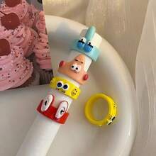 SpongeBob SquarePants 1 Set Cartoon Couple Rings, Cartoon Animation Peripherals, Movie Jewelry Accessories Toys Birthday Gift, Couple Commemorative Gift, Perfect Decorative Gift, Suitable For Daily Outfit Decoration, Fan Series, Holiday Party Decoration, Anniversary, Holiday Party Gift (Random Style) - Multicolor - View 11