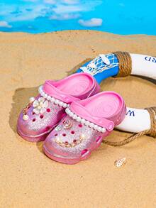 HOEASE Girls' Lightweight EVA Garden Clogs, Kid's Summer Beach Shoes With Hollow-Out Design, Non-Slip, Breathable Slip-On Design, All-Season Wear - Pink - View 3