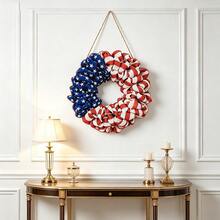 [Edición Limitada Día de la Independencia] Corona con bandera estadounidense y placa de madera, corona de estrellas y rayas de 14.56 pulgadas, decoración del Día de la Independencia, 215g ligera y fácil de colgar, adecuada para uso interior y exterior - Ver 3