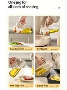 2-In-1 Glass Oil Bottle With Sprayer, One-Click Open, 65° 3D Wide-Angle Fine Mist Nozzle, Dual-Bar Pressure Atomization, Leak-Proof And Stain-Free, Suitable For Cooking, Frying, Salad, And Air Fryer - Yellow - View 4