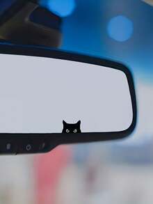 Black Cat Peeping Sticker - Hidden Button Activates Pop-Up PVC Vinyl Privacy Decor, Easy To Install Rearview Mirror Sticker For Cars (No Tools Required) - Kitten - View 8