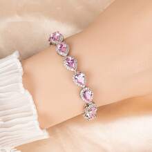 1 chiếc vòng tay thời trang nữ 17.5cm + 3cm, kiểu dáng thanh lịch, đính đá Zirconia 3A hình giọt nước lấp lánh, vòng tay cưới sang trọng, phù hợp cho các dịp kỷ niệm, dạ hội, quà tặng trang sức ngày Valentine, phong cách sang trọng, tiệc tùng, chủ đề ngày lễ, quà tặng. - Vòng đeo tay - Xem 5