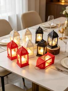 6pcs Mini Hollow Lanterns, Creative Birthday Romantic Guiding Lights, Bedroom Desk Decor Atmosphere Lamp, Suitable For Multiple Scenes - Multicolor - View 9
