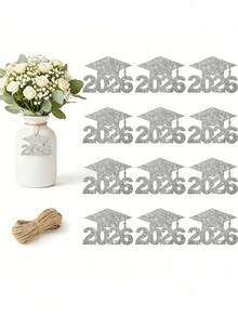 1/24pcs 2026 Graduation Party Decorations - Glitter Graduation Cap Tags, Colorful Paper Vase Centerpieces, Paper Material, Suitable For Graduation Centerpiece Decor, Graduation Party Decorations - Multicolor - View 6