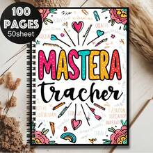 1pc Creative Cartoon Style Colorful Spiral Notebook, "MASTERA Teacher" Prominent Design. 100 Pages/50 Sheets, Suitable For Work, Study, School Planning, Diary, Notes, Also A Thoughtful Gift For Graduation, Birthday. - M - View 5