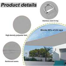 10 Tamaños Lona de Sombra de Agua Gris, Toldo Cuadrado y Rectangular, Bloquea el 95% de los Rayos UV, Para Patio, Jardín, Carport - Multicolor - Ver 8