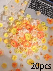 50件套橙色人造花材套装 - 人造花、仿真花、手工头饰、花环材料、婚礼花艺用品。适用于制作花环、节日和生日派对装饰、新娘腕花、家居和花店装饰、园艺装饰、母亲节装饰，全年适用。 - 橘黃色 - 查看 7