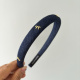 Dark Blue Denim Headband With Bow