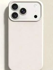 1 Minimalist Liquid Silicone Magnetic Wireless Charging Protective Case, Compatible With 17 Air 16 14 13 12 15 Pro Max Plus, With Suede Camera Protection - Antique White - View 3