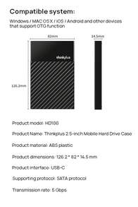 This External Hard Drive Enclosure Features A 2.5-Inch SATA 3.0 High-Speed Interface, Type-C Direct Connection, And Compatibility With Mobile Phones, Computers, TVs, And PS Devices. It Offers Easy Storage Expansion And Plug-And-Play Functionality. - Black - View 8