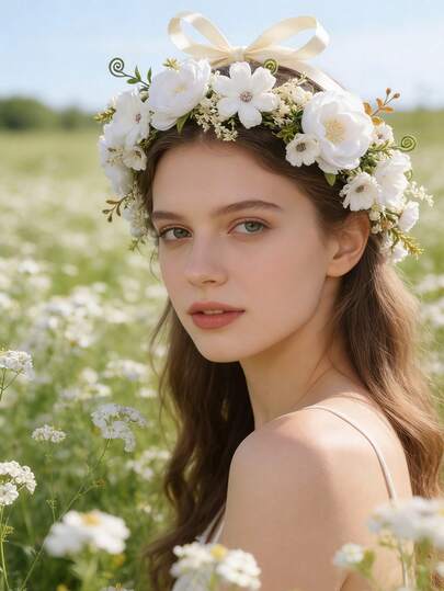 1 chiếc vòng hoa đội đầu cho cô dâu mới, phụ kiện hoa thủ công, phụ kiện váy cưới, trang trí chụp ảnh cưới, vòng hoa thời trang và thanh lịch.