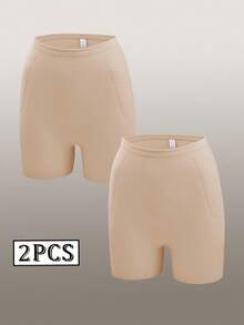 2 Packs Women Smooth Seamless Safety Shorts, Solid High Waist Mid Thigh Anti Rub Shapewear Invisible Casual Layering Undershorts - Multicolor - View 5