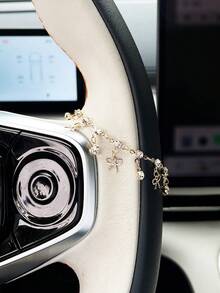 Bowknot Car Steering Wheel Decor Chain, Personalized Car Interior Accessory Pendant - A - View 1
