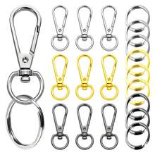12/16 piezas Ganchos giratorios de aleación con anillos metálicos, adecuados para hacer llaveros creativos DIY, collares para mascotas, cordones, colgantes de bolso (disponibles en 3 colores) - Anillo de hebilla plana de 5,5 g - Ver 2