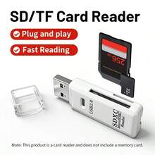 迷你高速二合一多功能读卡器，USB 3.0 Micro SD/TF 卡闪存驱动器适配器 - 白色 - 查看 7