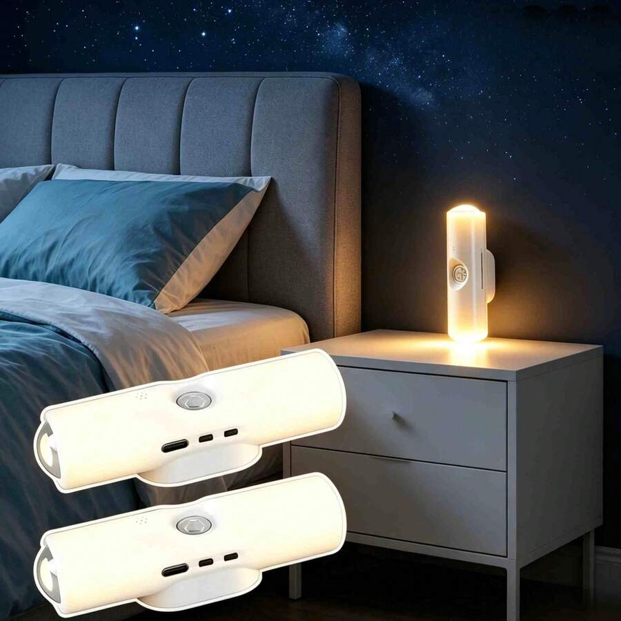 1pc/2pcs/4pcs Adjustable 3-Color LED Sensor Night Light, Magnetic ...