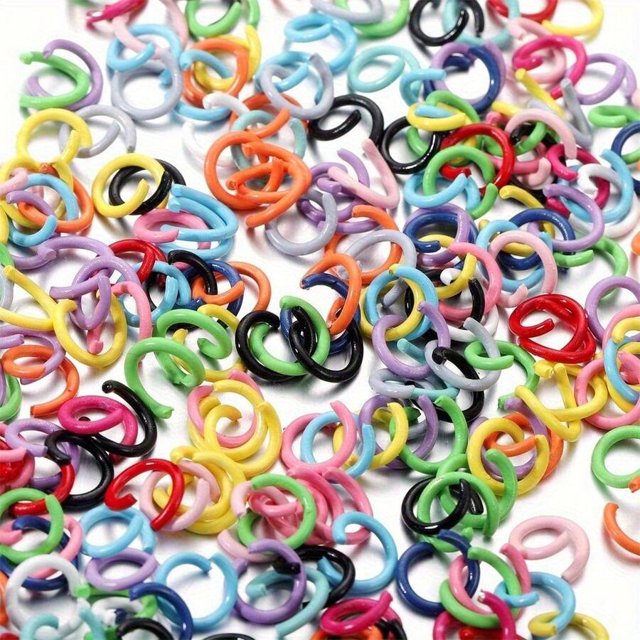 QIAO 200pcs Of Colored Spray-Painted Single Loop Connecting Rings In Sizes 8/10/12Mm, Suitable For Jewelry Making - Ideal For Crafts And Accessory Projects - Multicolor - View 1