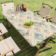 1pc Floral Pattern Rectangular Tablecloth, Reusable Elegant Botanical Plaid Tablecloth Suitable For Picnic, Party, Restaurant, Home Decor - A - View 6