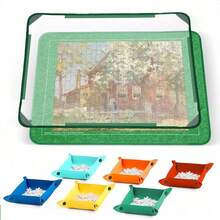 Jigsaw Puzzle Board 1000 Pieces, 32"X22" Storage With 6 Sorting Trays & Cover UK - Green - View 3