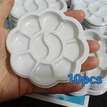1/5/10个迷你塑料花形调色盘，适用于水彩、丙烯和水粉颜料混合 - 绘画用品 | 绘画工具 | 成人绘画用品 | 油画调色盘 | 室内装饰绘画用品（3英寸，10格） - FlowerPalette - 查看 11