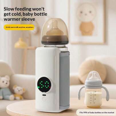 1个无线便携式暖奶套，LED数字显示屏，6档温度可调，Type-C接口，2000mAh长续航电池，通用型，适合旅行、汽车及日常使用。