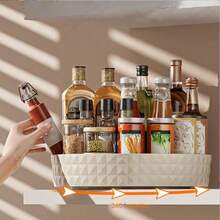 1pc Rotating Storage Tray, Plastic Spice Rack Organizer, Makeup Cosmetic Organizer Tray, Bathroom Tray, 360 Degree Rotating Tray For Kitchen, Bathroom And Bedroom, Home Storage And Organization, Kitchen Organizer, Bathroom Tray, Cosmetic Storage Box, Round Turntable - Multicolor - View 5