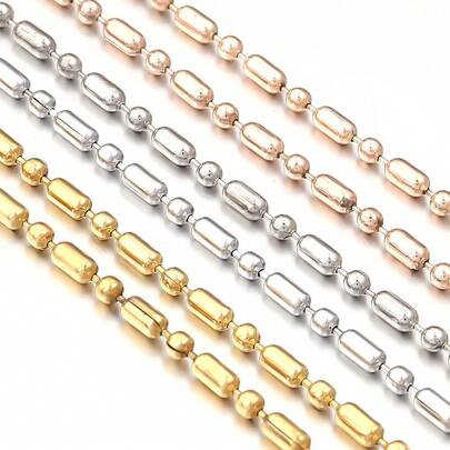 10m/Roll Stainless Steel Bead Chain, Minimalist Fashion Long & Short Bead Chain, Tassel Curtain Chain, Handmade Jewelry DIY Accessory