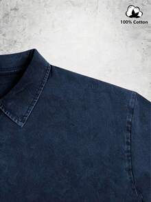 240g Washed Cotton Polo Shirt, Available In Various Colors. This Classic Short-Sleeved Polo Shirt Features A Double-Button Front Design, With A Retro Distressed Effect And Is Durable And Comfortable. - 藏蓝色 - 查看 6