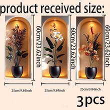 3片装2D热带植物墙贴，优雅拱形展示窗主题异域风情树叶花卉壁画贴纸，适用于客厅、卧室、走廊、楼梯、农舍、波西米亚风格装饰，可移除自粘PVC壁纸 - 熱帶植物3pcs - 查看 10