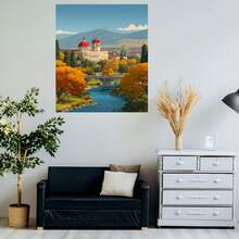 Póster plano 2D, Póster plano 2D, Póster plano 2D 1 pieza sin marco, Pintura en lienzo, Pósters de decoración de habitación, Hermosa ilustración de un paisaje en otoño con The Stregna 1, Perfecto para la decoración del hogar, el dormitorio o como un regalo considerado, Arte de pared grande - Enmarcado - Ver 5